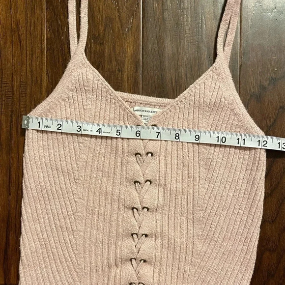 American Eagle Light Pink Knit Lace Up Corset Top - Picture 5 of 8